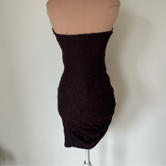 A.L.C. Strapless Brown Lace Ruched Bodycon Cocktail Party Dress 6314DL Size 0 - Picture 3 of 10